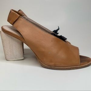 Zero + Maria Cornejo | Leather Slingback Sandals with Wood Heel